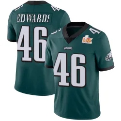 Men's Herman Edwards Philadelphia Eagles No.46 Limited Midnight Team Color Vapor Untouchable Super Bowl LIX Jersey - Green