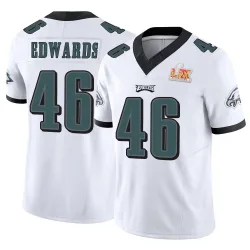 Men's Herman Edwards Philadelphia Eagles No.46 Limited Vapor F.U.S.E. Super Bowl LIX Jersey - White
