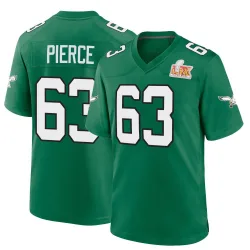 Men's Hollin Pierce Philadelphia Eagles No.63 Game Kelly Alternate Super Bowl LIX Jersey - Green