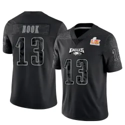 Men's Ian Book Philadelphia Eagles No.13 Limited Reflective Super Bowl LIX Jersey - Black