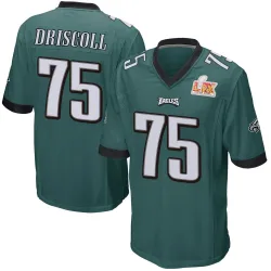 Men's Jack Driscoll Philadelphia Eagles No.75 Game Team Color Super Bowl LIX Jersey - Green