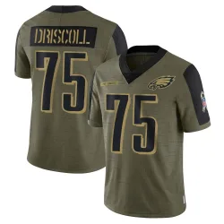 Men's Jack Driscoll Philadelphia Eagles No.75 Limited 2021 Salute To Service Jersey - Olive