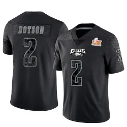 Men's Jahan Dotson Philadelphia Eagles No.2 Limited Reflective Super Bowl LIX Jersey - Black