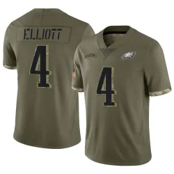 Men's Jake Elliott Philadelphia Eagles No.4 Limited 2022 Salute To Service Jersey - Olive