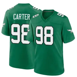 Men's Jalen Carter Philadelphia Eagles No.98 Game Kelly Alternate Jersey - Green
