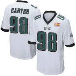 Men's Jalen Carter Philadelphia Eagles No.98 Game Super Bowl LIX Jersey - White