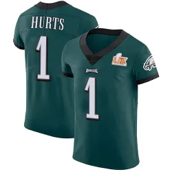 Men's Jalen Hurts Philadelphia Eagles No.1 Elite Midnight Team Color Vapor Untouchable Super Bowl LIX Jersey - Green