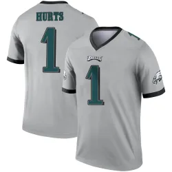 Men's Jalen Hurts Philadelphia Eagles No.1 Legend Silver Inverted Jersey