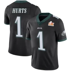 Men's Jalen Hurts Philadelphia Eagles No.1 Limited Alternate Vapor Untouchable Super Bowl LIX Jersey - Black