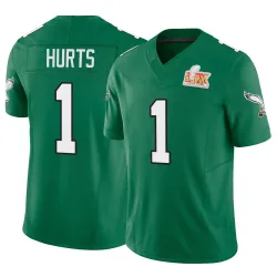 Men's Jalen Hurts Philadelphia Eagles No.1 Limited Kelly Alternate Vapor F.U.S.E. Super Bowl LIX Jersey - Green