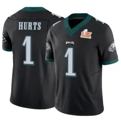 Men's Jalen Hurts Philadelphia Eagles No.1 Limited Vapor F.U.S.E. Super Bowl LIX Jersey - Black