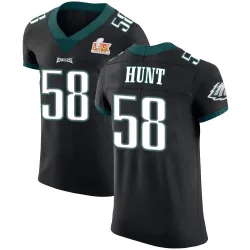 Men's Jalyx Hunt Philadelphia Eagles No.58 Elite Alternate Vapor Untouchable Super Bowl LIX Jersey - Black