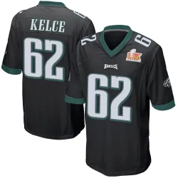 Men's Jason Kelce Philadelphia Eagles No.62 Game Alternate Super Bowl LIX Jersey - Black