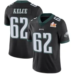 Men's Jason Kelce Philadelphia Eagles No.62 Limited Alternate Vapor Untouchable Super Bowl LIX Jersey - Black