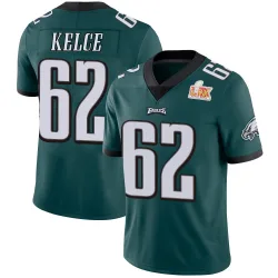 Men's Jason Kelce Philadelphia Eagles No.62 Limited Midnight Team Color Vapor Untouchable Super Bowl LIX Jersey - Green