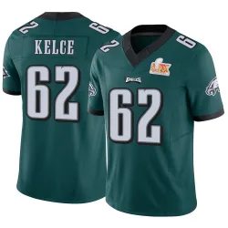 Men's Jason Kelce Philadelphia Eagles No.62 Limited Vapor F.U.S.E. Super Bowl LIX Jersey - Green
