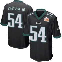 Men's Jeremiah Trotter Jr. Philadelphia Eagles No.54 Game Alternate Super Bowl LIX Jersey - Black
