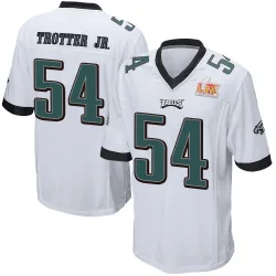 Men's Jeremiah Trotter Jr. Philadelphia Eagles No.54 Game Super Bowl LIX Jersey - White
