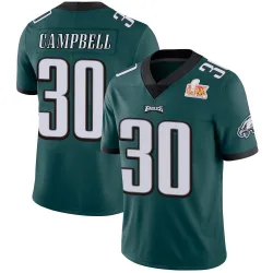 Men's Jihaad Campbell Philadelphia Eagles No.30 Limited Midnight Team Color Vapor Untouchable Super Bowl LIX Jersey - Green