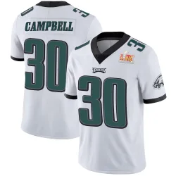 Men's Jihaad Campbell Philadelphia Eagles No.30 Limited Vapor Untouchable Super Bowl LIX Jersey - White