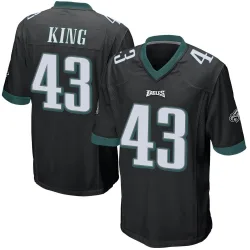 Men's Johnny King Philadelphia Eagles No.43 Game Alternate Jersey - Black