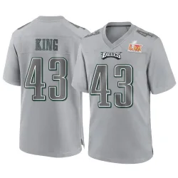 Men's Johnny King Philadelphia Eagles No.43 Game Atmosphere Fashion Super Bowl LIX Jersey - Gray