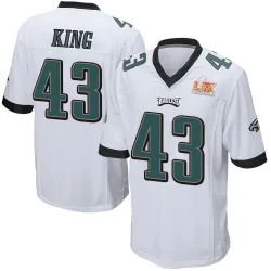 Men's Johnny King Philadelphia Eagles No.43 Game Super Bowl LIX Jersey - White