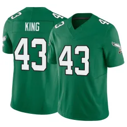 Men's Johnny King Philadelphia Eagles No.43 Limited Kelly Alternate Vapor F.U.S.E. Jersey - Green