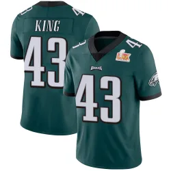 Men's Johnny King Philadelphia Eagles No.43 Limited Midnight Team Color Vapor Untouchable Super Bowl LIX Jersey - Green