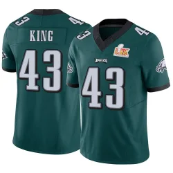 Men's Johnny King Philadelphia Eagles No.43 Limited Vapor F.U.S.E. Super Bowl LIX Jersey - Green