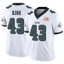Men's Johnny King Philadelphia Eagles No.43 Limited Vapor F.U.S.E. Super Bowl LIX Jersey - White