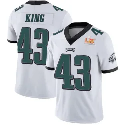 Men's Johnny King Philadelphia Eagles No.43 Limited Vapor Untouchable Super Bowl LIX Jersey - White