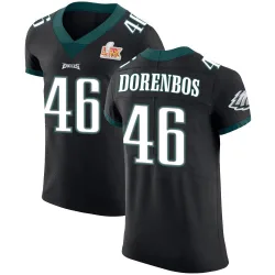 Men's Jon Dorenbos Philadelphia Eagles No.46 Elite Alternate Vapor Untouchable Super Bowl LIX Jersey - Black