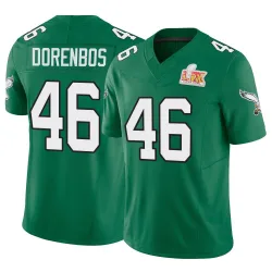 Men's Jon Dorenbos Philadelphia Eagles No.46 Limited Kelly Alternate Vapor F.U.S.E. Super Bowl LIX Jersey - Green