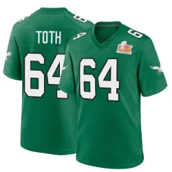 Men's Jon Toth Philadelphia Eagles No.64 Game Kelly Alternate Super Bowl LIX Jersey - Green