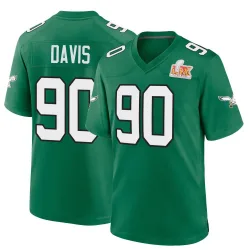 Men's Jordan Davis Philadelphia Eagles No.90 Game Kelly Alternate Super Bowl LIX Jersey - Green
