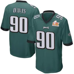 Men's Jordan Davis Philadelphia Eagles No.90 Game Team Color Super Bowl LIX Jersey - Green