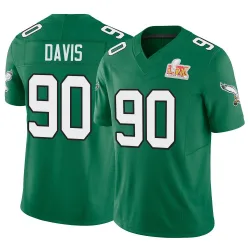 Men's Jordan Davis Philadelphia Eagles No.90 Limited Kelly Alternate Vapor F.U.S.E. Super Bowl LIX Jersey - Green