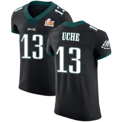 Men's Joshua Uche Philadelphia Eagles No.13 Elite Alternate Vapor Untouchable Super Bowl LIX Jersey - Black