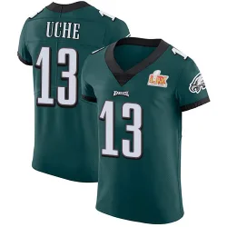 Men's Joshua Uche Philadelphia Eagles No.13 Elite Midnight Team Color Vapor Untouchable Super Bowl LIX Jersey - Green