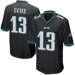 Men's Joshua Uche Philadelphia Eagles No.13 Game Alternate Jersey - Black