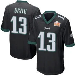 Men's Joshua Uche Philadelphia Eagles No.13 Game Alternate Super Bowl LIX Jersey - Black