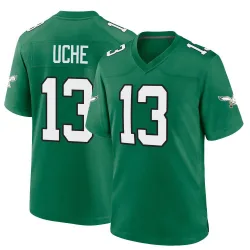 Men's Joshua Uche Philadelphia Eagles No.13 Game Kelly Alternate Jersey - Green