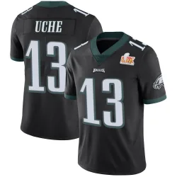 Men's Joshua Uche Philadelphia Eagles No.13 Limited Alternate Vapor Untouchable Super Bowl LIX Jersey - Black
