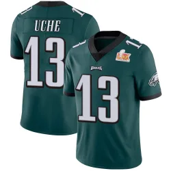 Men's Joshua Uche Philadelphia Eagles No.13 Limited Midnight Team Color Vapor Untouchable Super Bowl LIX Jersey - Green