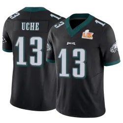 Men's Joshua Uche Philadelphia Eagles No.13 Limited Vapor F.U.S.E. Super Bowl LIX Jersey - Black