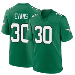 Men's Justin Evans Philadelphia Eagles No.30 Game Kelly Alternate Jersey - Green