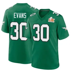 Men's Justin Evans Philadelphia Eagles No.30 Game Kelly Alternate Super Bowl LIX Jersey - Green