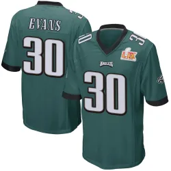 Men's Justin Evans Philadelphia Eagles No.30 Game Team Color Super Bowl LIX Jersey - Green