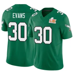 Men's Justin Evans Philadelphia Eagles No.30 Limited Kelly Alternate Vapor F.U.S.E. Super Bowl LIX Jersey - Green